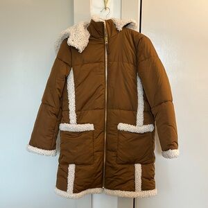 J. Crew Brown Utility Jacket with Cream Sherpa Trim
